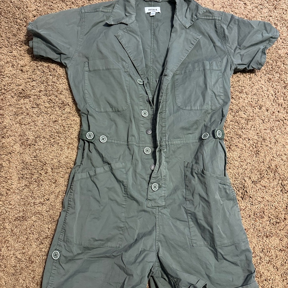 Pistola Green Utility Jumpsuit with Adjustable Waist